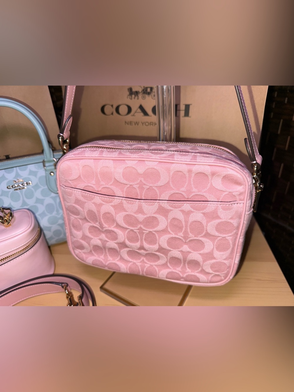 Coach Outlet Carey Crossbody Bag In Signature Pink Denim - Picture 10 of 15